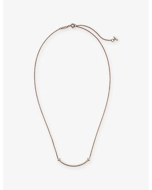 Tiffany & Co. Tiffany T Smile Small 18Ct Rose- And 0.03Ct Round-Brilliant Diamond Pendant Necklace - Metallic