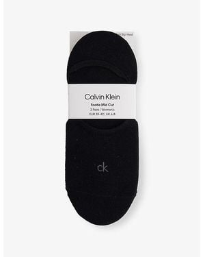 Calvin Klein Logo No-Show Stretch-Cotton Socks - Black