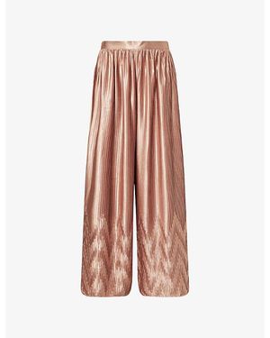 ‎Dima Ayad Pleated Wide-Leg Woven Pants - Pink