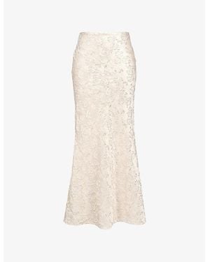 House Of Cb Mara Metallic-Jacquard Maxi Skirt - White