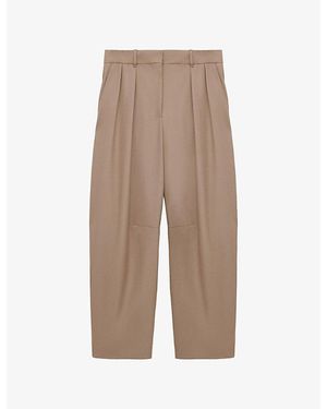 Loewe Pleated Barrel Wool Blend Trousers - Brown