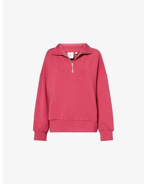 Varley Hawley Half-Zip Stretch-Woven Sweatshirt - Pink