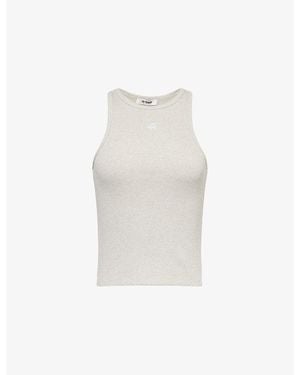 4th & Reckless Everyday Racer Logo-Embroidered Cotton-Jersey Vest Top - White