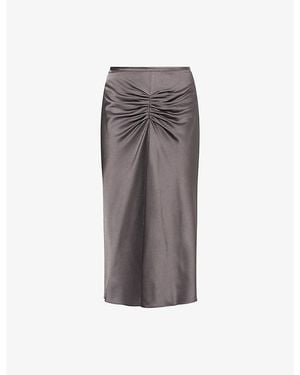 Victoria Beckham Bela Draped Satin Midi Skirt - Brown