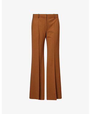 Theory Fluid Wide-Leg Wool Pants - Brown