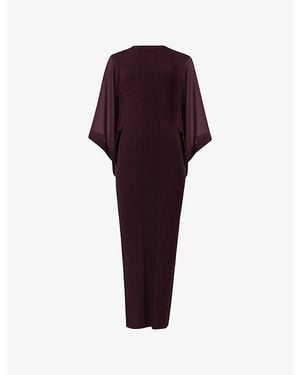 eem Sheer Slim-Fit Knitted Midi Dress - Red