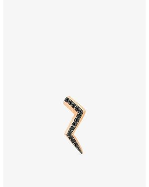 La Maison Du Couturier Selda Pavé Lightning Small 14Ct Rose- And Diamond Single Stud Earring - Metallic