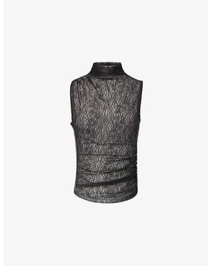 Veronica Beard Mylie Sleeveless Lace Top - Grey