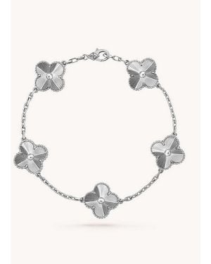 Van Cleef & Arpels Vintage Alhambra 18ct White-gold 5 Motifs Bracelet - Natural