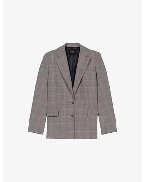 Maje Checked Single-Breasted Stretch Wool-Blend Blazer - Grey