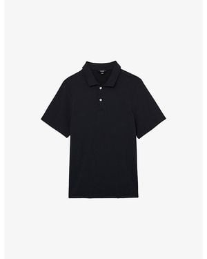 Reiss Kennedy Buttoned Textured Polo Top - Blue