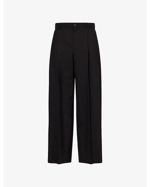 The Row Thom Pressed-Pleat Wool Trousers - Black