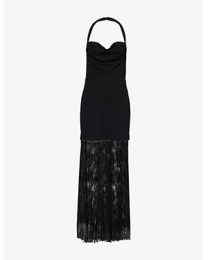 Rebecca Vallance Milena Halterneck Stretch-Woven Gown - Black