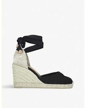 Castañer Carina Cotton-Canvas Wedge Espadrilles - Black