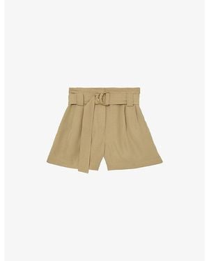Reiss Lana Belted Woven Shorts - Natural