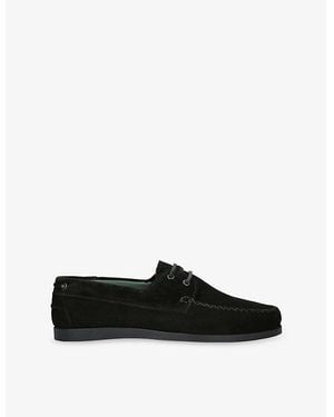 VINNY'S Boatman Suede Boat Shoes - Black
