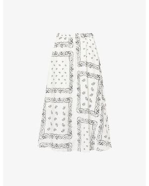 Weekend by Maxmara Paisley Embroidery Cotton Midi Skirt - White