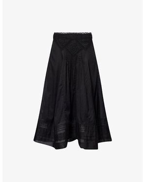 Isabel Marant Garliana Lace-Trim Cotton Midi Skirt - Black