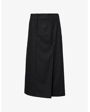Theory Deep Regular-Fit Pleated Stretch-Woven Maxi Skirt - Black