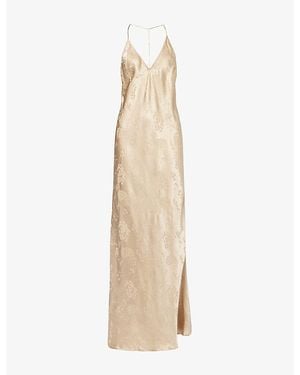 Anna October Justina Backless Satin Maxi Dress - Natural