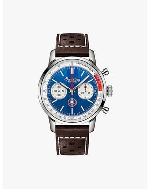 Breitling Ab01763A1C1X1 Top Time B01 Shelby Cobra Stainless-Steel And Leather Automatic Watch - Blue