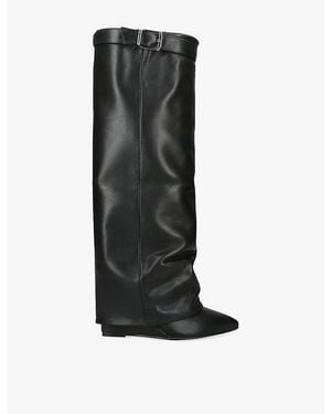 Steve Madden Corenne Heeled Leather Knee-High Boots - Black