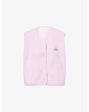 American Vintage Hoktown Brand-Patch Fleece Gilet - Pink