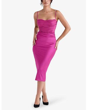 sachin and babi light blue dress House Of Cb Debutante Cap-Sleeve Backless Satin Midi Dress in Black