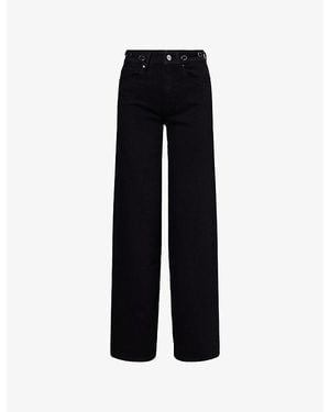 PAIGE Sasha Wide-Leg Stretch-Denim Jeans - Black