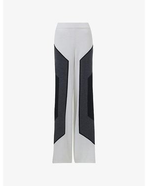 eem Wide-Leg Intarsia-Knit Wool-Blend Pants - Gray