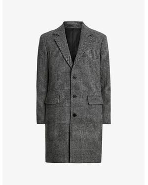 AllSaints Whitlock Regular-Fit Single-Breasted Checked Wool-Blend Coat - Grey