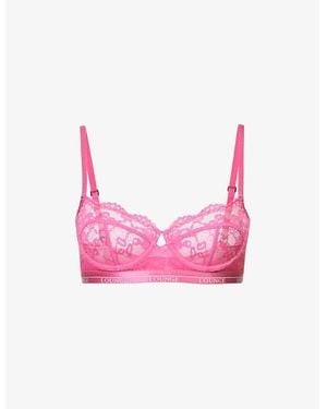 Lounge Underwear Blossom Floral-Embroidered Stretch-Lace Bra - Pink