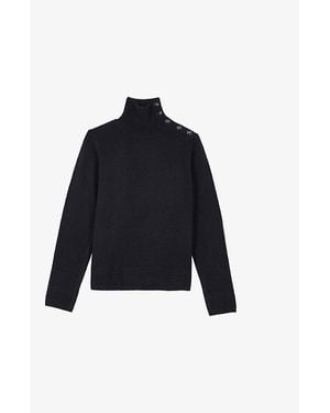 The Kooples High-Neck Knitted Wool Jumper - Blue