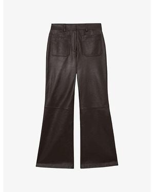 Reiss Priya Flared-Leg Leather Pants - Brown
