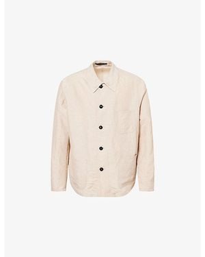 Giorgio Armani Relaxed-Fit Spread-Collar Woven Jacket - Natural