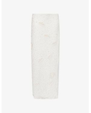 Oceanus Faith Beaded Mid-Rise Maxi Skirt - White