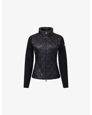 Moncler Hybrid Logo-Badge Nylon And Cotton-Knit Cardigan - Black