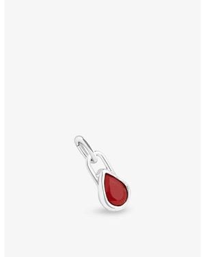 Astrid & Miyu Chalcedony July Birthstone Rhodium-Plated Sterling Clip Charm - Red