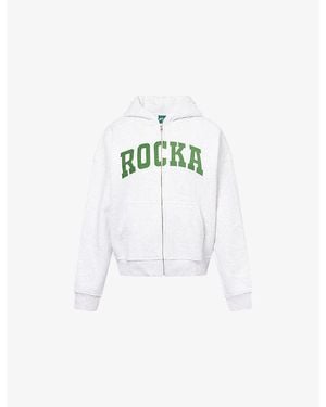 Ru & Rocka Varsity Logo-Print Jersey Hoodie - White