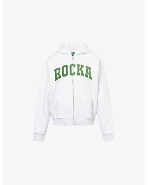 Ru & Rocka Varsity Logo-Print Jersey Hoodie - White