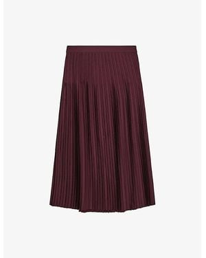 Reiss Savannah Pleated Woven Midi Skirt - Purple