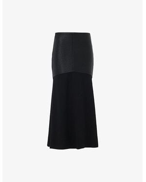 eem Layered Faux-Leather Panel Maxi Skirt - Black
