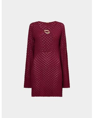 Away That Day Havana Cut-Out Crochet Mini Dress - Red