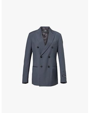 HOMMEGIRLS Double-Breasted Regular-Fit Wool Blazer - Blue