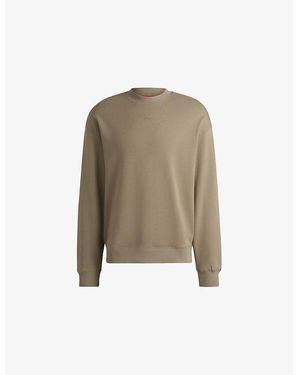 HUGO Crewneck Branded Cotton-Jersey Sweatshirt - Green