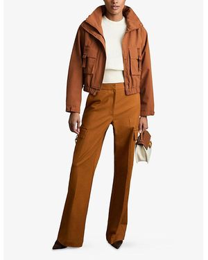 Reiss Connie - Rust Technical Hooded Utility Jacket, Us 6 in