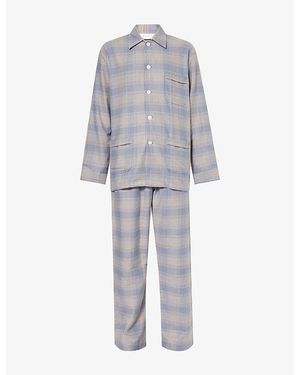 Derek Rose Kelburn Check-Print Brushed-Cotton Pajama Set - Gray