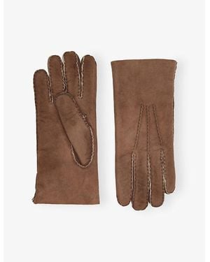 Eleventy Shearling-Lined Suede Gloves - Brown