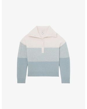 Reiss Flora Button-Neck Wool And Cashmere-Blend Jumper - Blue