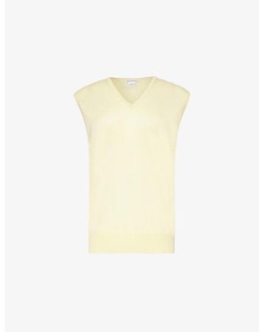 Bottega Veneta Brand-Embroidered V-Neck Cashmere Gilet - White